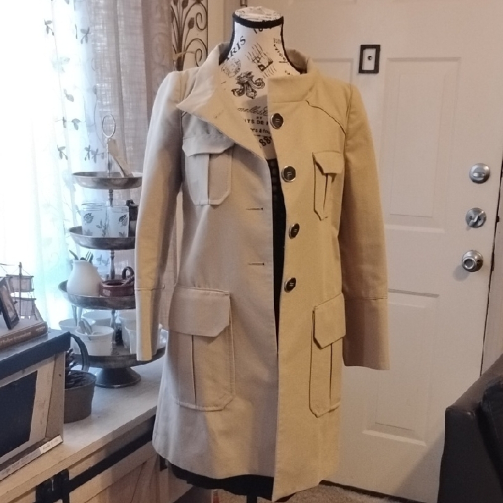 Zara Tan Trench Coat with Tailored Design and High Collar